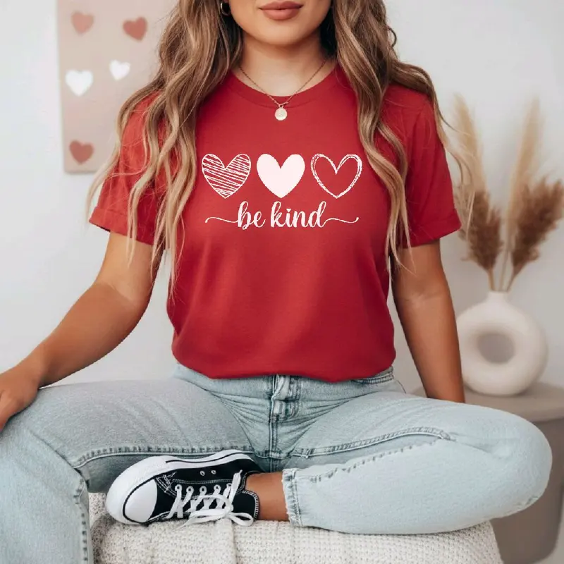 Be Kind Heart Shirt | Bella Canvas 3001 Soft Unisex Valentine T-Shirt | Kindness Heart T-Shirt | Heart Graphic Tee