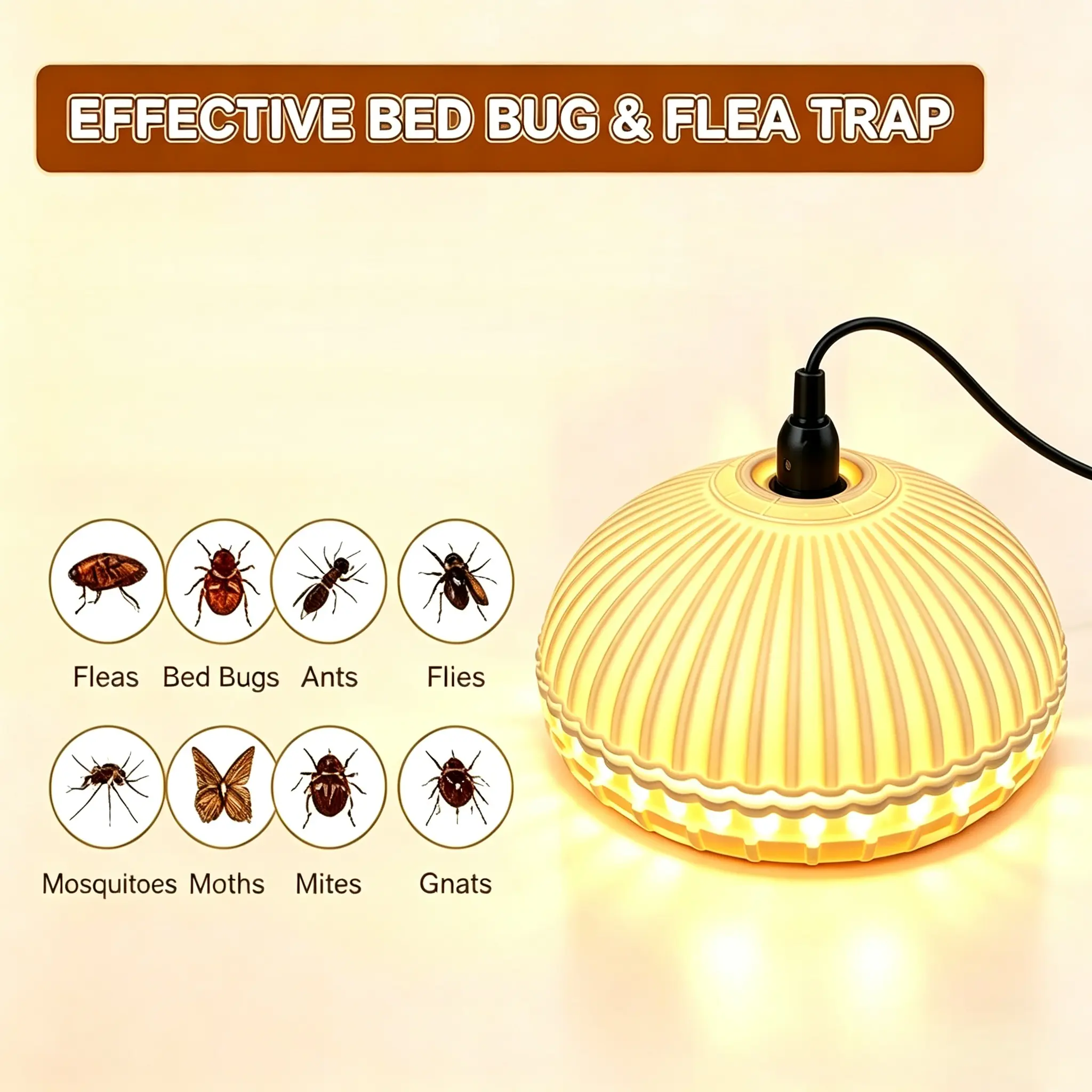 Indoor Flea Trapping Set (2-Pack) - Pet & Child-Safe Pest Control Device with Replaceable Insert Plates & SuperGrabber Sticky Boards, Effective Within 30 ft