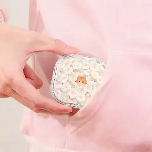 White Floral Orange Cat Print Retainer Box Popular Denture Storage Box All Scenes Universal Orthodontic Retainer Case Large Capacity Moisture Proof Drop Proof Storage Box