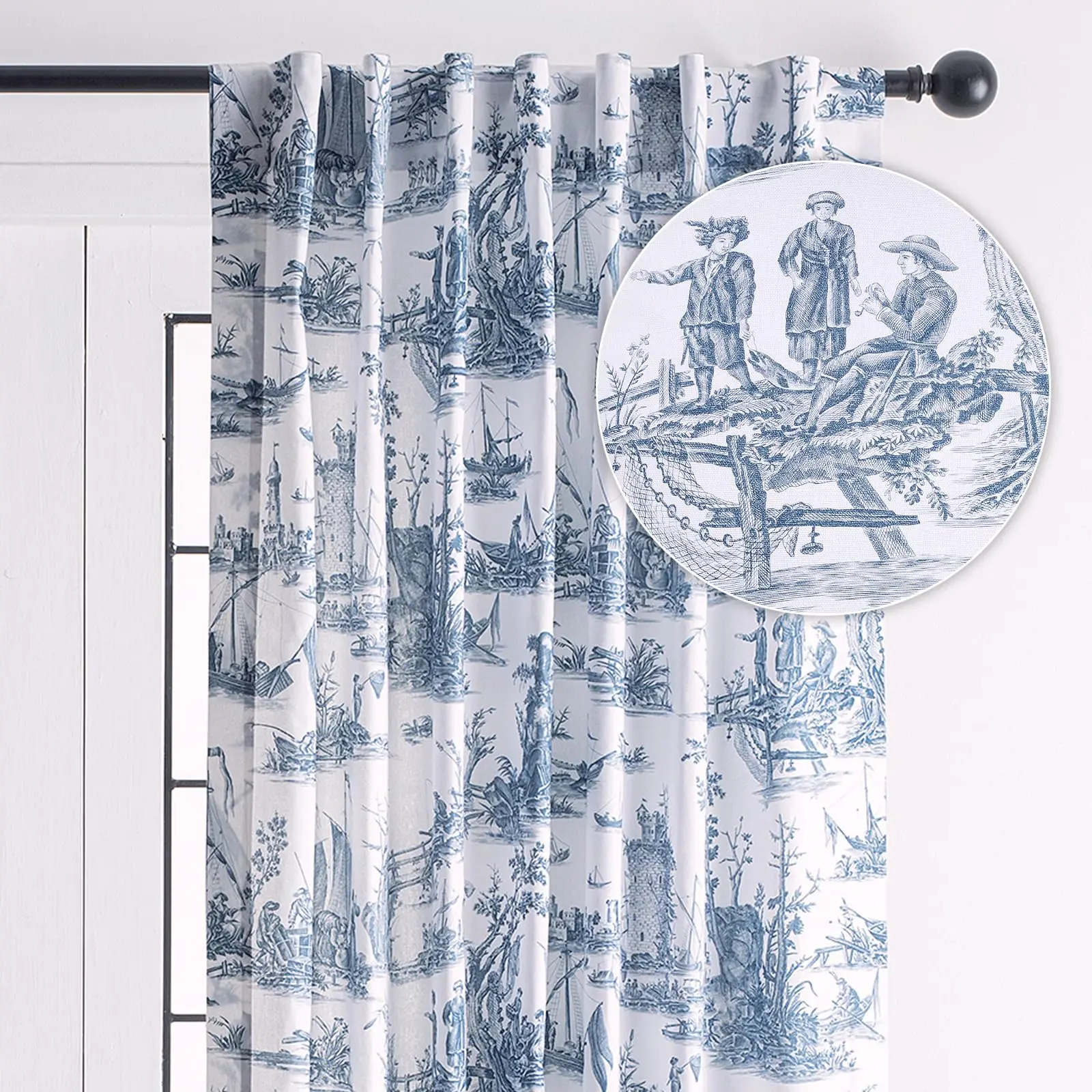 Maison d'Hermine 100% Cotton Light Filtering Curtain Panels - Renter-Friendly, Rod-and-Loop Pockets, Colorful Art Style, for Living Room, Bedroom Windows, Easter Home Decor, Interior Decoration Accessories
