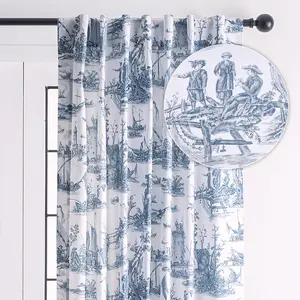 Maison d' Hermine Curtains for Living Room 100% Cotton Light Filtering Curtains for Windows with Rod and Loop Pockets Easter Decorations