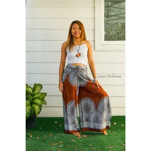 Terracotta Mandala Palazzo Wrap Pants