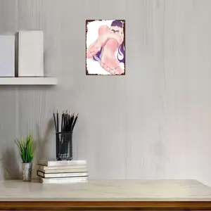 1pc Anime-Inspired Metal Wall Art, 8x12 Inch Iron Sheet Painting with Purple-Haired Character - Ideal for Bars, Clubs, Cafes, Restaurants, Billiard Rooms, Hotels, Homes, Offices, Bedrooms, Bathrooms, or Garages, 2D, Perfect for Room Decor