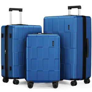 SHOWKOO 3-Piece Luggage Hardside Expandable Full PC Lightweight Carry On (20in/24in/28in) Suitcase Sets with Double Spinner Wheels TSA Lock, Sea Blue Gift for Travel,School,Business