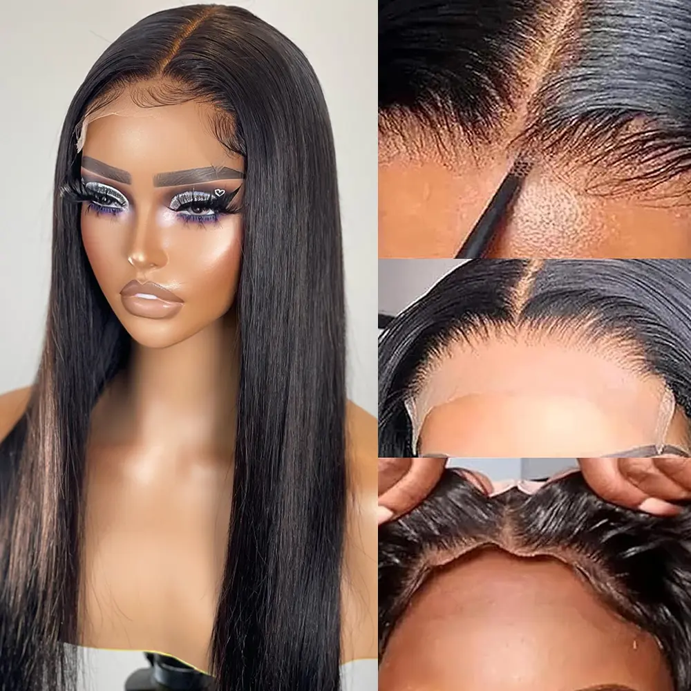 Idoli Glueless Wigs Human Hair Pre Plucked Pre Cut Straight Wigs Human Hair 180 Density 5X5 HD  Closure  Human Hair Ready to Wear for Beginners