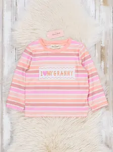 Peach Striped Smocked Granny Love Shirt