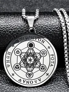 Stainless Steel Judaism Menorah Archangel Metatron Flower of Life Cuban Link Necklace Sacred Geometry Necklaces collar