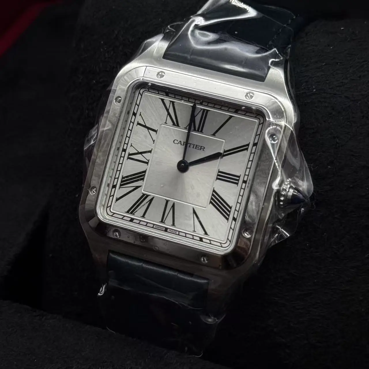 Pre-Owned Cartier Santos-Dumont WSSA0032 XL Manual Wind Dress Watch - 2026 Unworn Full Set, 46.6mm Steel Case