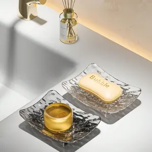 Luxury Transparent Soap Dish, Soap Tray, Drainage Design for Clean Bathroom Countertop, Suitable for Bathroom and Kitchensoap Holder, Bathroom Accessories