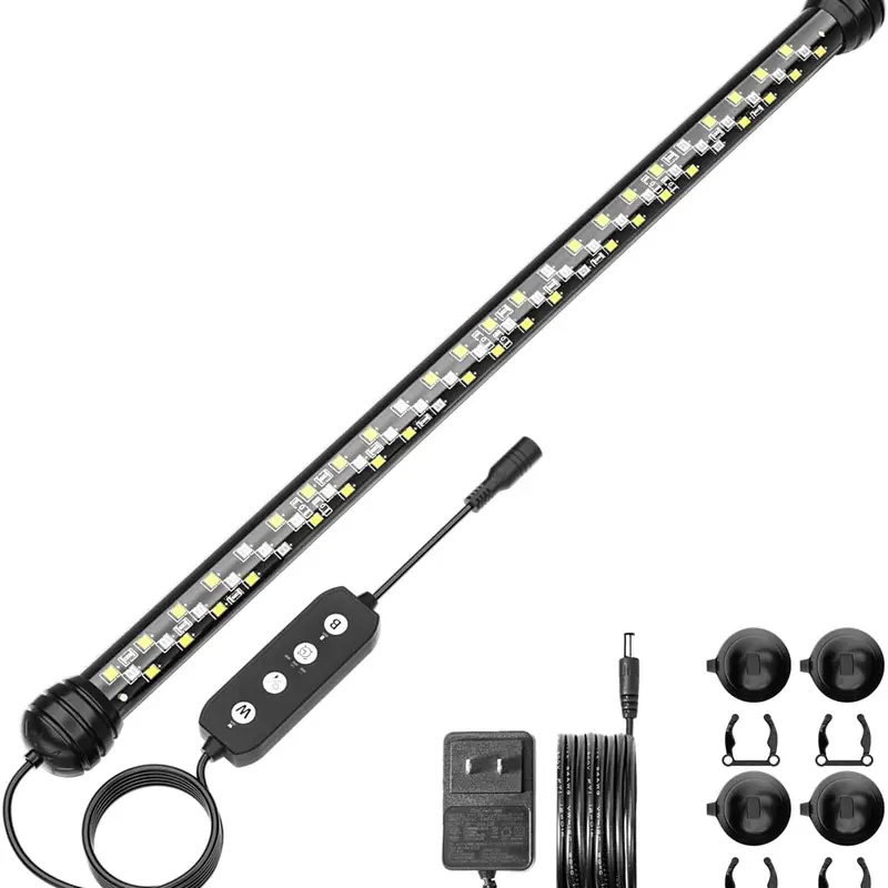 Seaoura LED Aquarium Fish Tank Light - 14W Submersible Freshwater Fish Light with Silicone Suction Cups, 3 Modes, Adjustable Brightness, 6-Hour Timer, Auto On/Off, 26.8in, CRI Up to 89% Clarity, Fits 28-52in Planted Tanks (Plant Growth Booster)