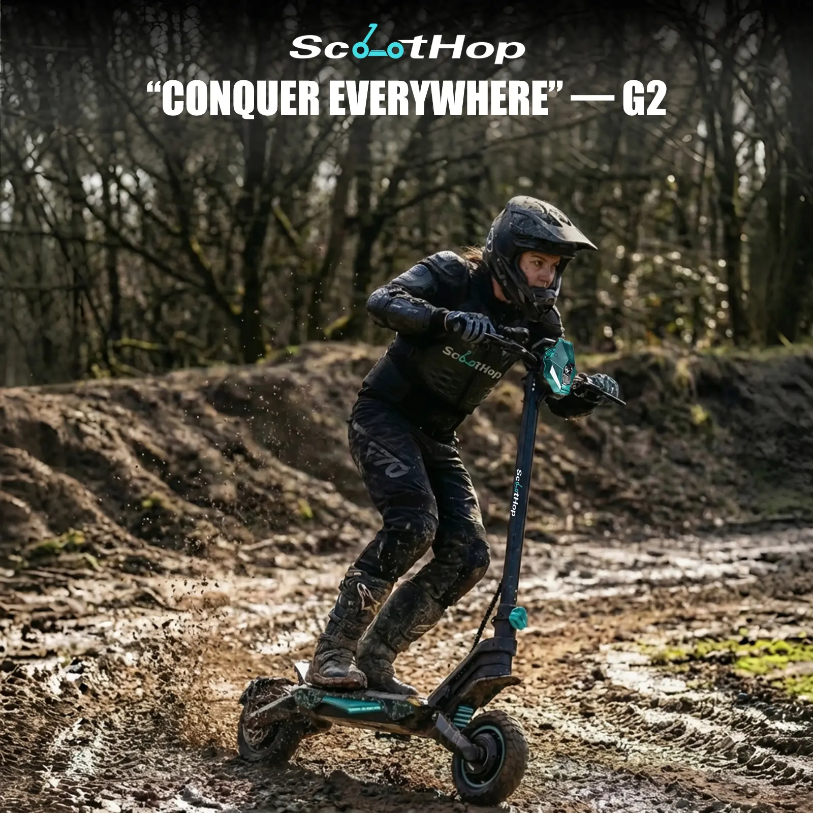 ScootHop G2/G2 Pro Adult Dual Motor Electric Scooter - 800/2000W Brushless Motors, 48V20A H Batteries, 10" Off-Road Tires, 28/34MPH Speed, 35 mi Range, Foldable Commuter E-Scooter for Hiking/Light Outdoor, LED Display, Dual Braking System, Dual Motor 48V2