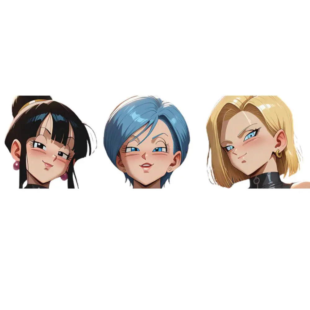 Anime Heroine Trio Vinyl Sticker, Powerful Female Fighter Character Art, Classic Adventure Inspired Design, Glossy Finish, Laptop Car Water Bottle Decor