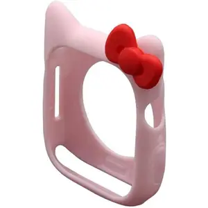 Cartoon Soft  Protective Frame Anti-Scratch Cover| Case  - Kitty Ears Compatible with  Watch Series 8, 7, 6, 5, SE (Red - , 41mm)