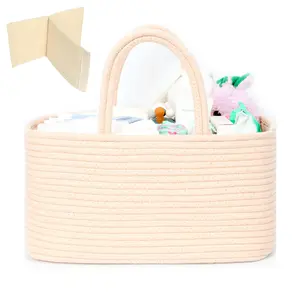 Miss Fong Home Organizer Basket, Portable Diaper Caddy Baby Basket, Car Travel Basket with Removable Dividers, Infant Newborn Nursery Must-haves, Easter Basket Gift Ideas, Baby Shower Gift