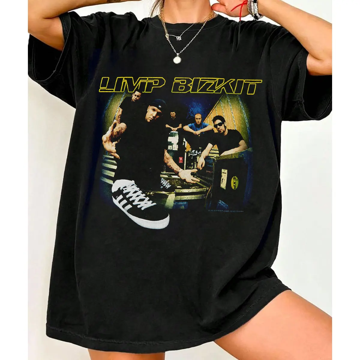 Men's Cotton Shortsleeve Round Neck Casual Print T-Shirt - Limp Bizkit Chocolate Starfish Band Artwork Graphic, Black, S-5XL, I0010 Menswear Top