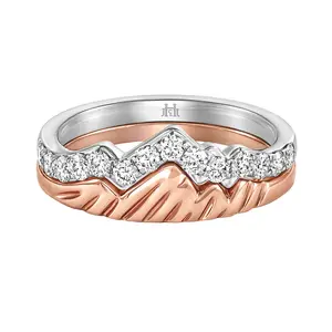 LUXE EDITION: 18K Rose & White Gold Teton Stacking Rings™ (2 Ring Set)