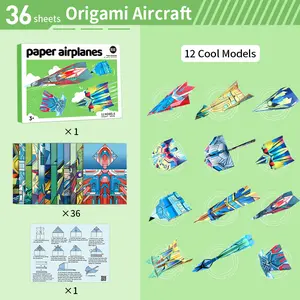12 Models Paper Airplane Kids Handmade Kindergarten Introductory DIY Baby Concentration Training 3D Three-Dimensional Origami Origami Aircraft