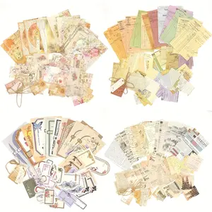 400 sheets/4 Pack Vintage Scrapbook Paper Kit for Journaling Crafts Planner Junk Journal Supplies Collage Card Album DIY Supply