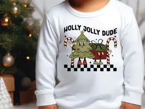 Holly Jolly Dude Christmas Tree Candy Cane Direct to Film (DTF) Transfer
