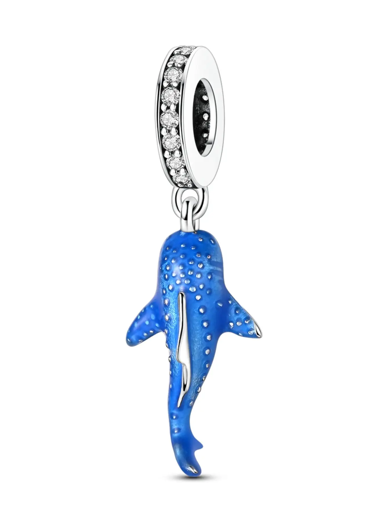 Silver Color Glow-In-The-Dark Whale Shark Pendant, Animal Pendant, Perfect for 3mm Bracelets and Necklaces, DIY Jewelry Charm, Summer Elegant Accessory, Beach Charms