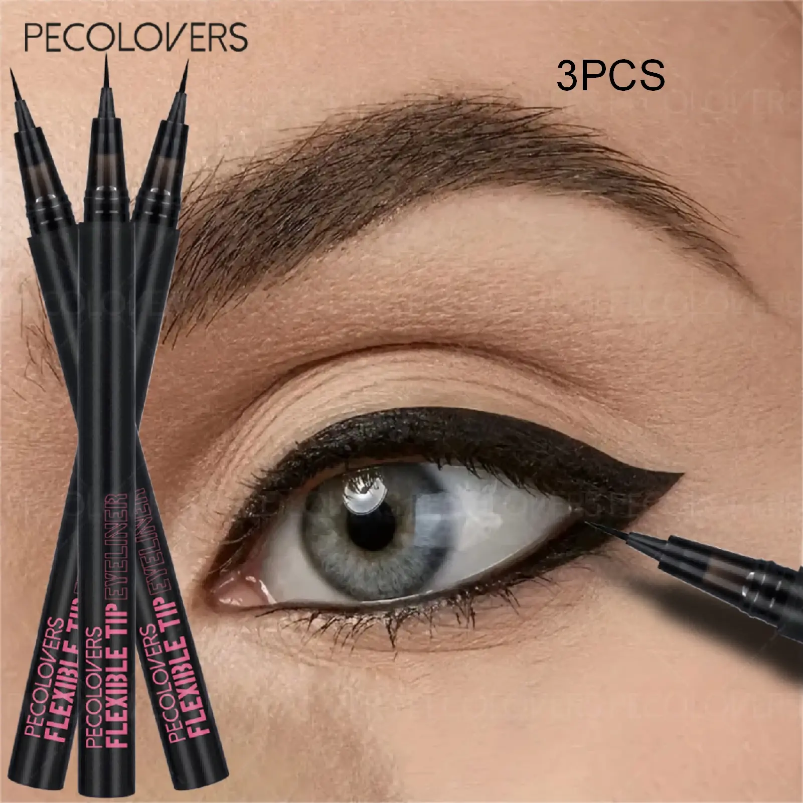 3PCS Waterproof Ultra-thin Black Eyeliner Cosmetic Eye Makeup Products Liquid Pen Matte Smooth Quick Dry Eyeliner Lower Eyelash Pen Non Smudging Korean Makeup