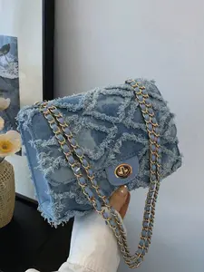 Fashionable, versatile, personalized, casual, niche, minimalist design, women's shoulder crossbody bag, Denim Crossbody Bags, Crossbody Purses, suitable for daily occasions such as commuting, shopping, dating, parties, and going out
