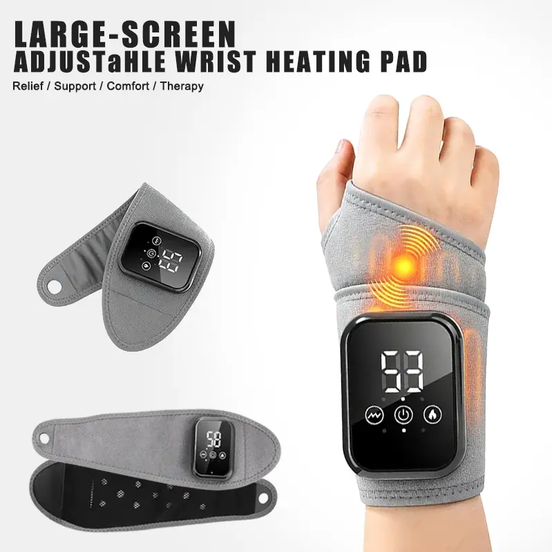 Heated Wrist Massager - Rechargeable Wrist Heating Pad with Vibration Massage, Adjustable Heat Therapy Levels, Portable Hand Warmer Brace for Wrist Comfort, Relaxation, Office Work, Typing, Gaming and Daily Use(Party Gift, Home Supply) favor ideal sister