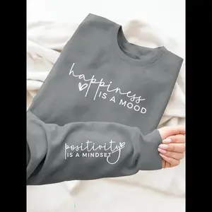 Women's Letter Print Drop Shoulder Sweatshirt, Casual Long Sleeve Round Neck Pullover for Daily Wear,  Sweatshirts for Women, Ladies Clothes for All Seasons Womenswear Fitted Hoodie Knit