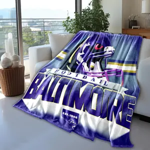 Baltimore Football Team Sherpa Fleece Throw Blanket Double Layer Warm Soft for Fans Gift 60x50 Inches Lightweight Cozy NFL Team Logo Printed Fleece Blanket Super Soft Warm for Home Sofa Bed Winter Gift