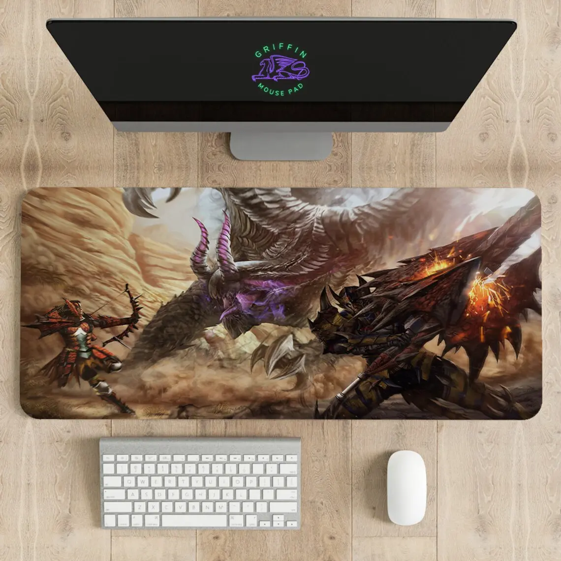 Monster Hunter World Mouse Pad , Different sizes Personalized Printing, Gaming Mouse Pad, Customized Mouse Pad, Game, Anime, Desk Mat