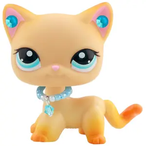 Mini Pet Shop Shorthair Cat #339 Decoration with Fashion Accessories Miniature Bobble Head Cat Compatible with LPS Collection Birthday Christmas Halloween Gift Ornaments Collectible Figurines Doll Figurines Statue Bobblehead