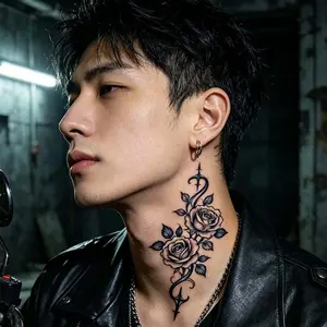 Vintage Gothic Rose Temporary Tattoos | Long-Lasting Herbal Juice Ink, Waterproof, Natural Looking Fake Tattoos for Edgy Aesthetic