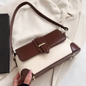 The classic retro patchwork contrasting women's shoulder bag features a unique and niche design, while the women's bag is fashionable, avant-garde, and personalized, suitable for daily styles such as going out, dating, shopping, and gifting friends.