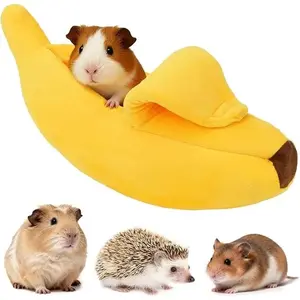 Banana Shape Pet Hammock Bed, Warm Breathable Cage Nest, Portable Comfortable Sleeping House for Small Rodents, Sugar Glider, Hamster & Small Birds