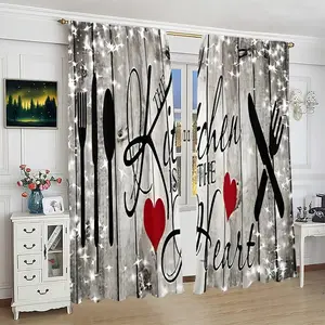 Fashionable Kitchen Curtain Set, Stylish Rod Pocket Window Curtains for Bedroom & Living Room, Room Decor Curtain, Comfortable Atmosphere, Easy Installation