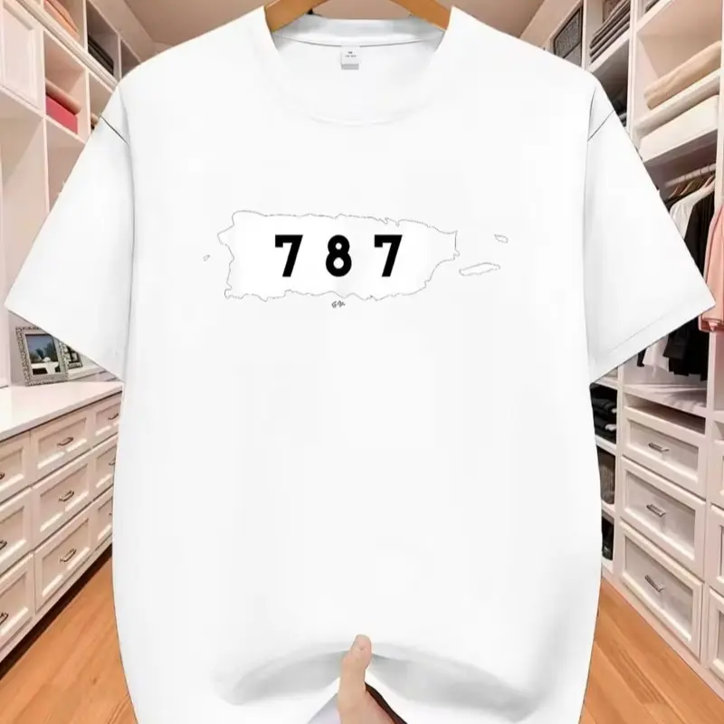 787 Puerto Rico Area Code Tshirt Boricua Pride Distressed Graphic Print Casual Cotton Short Sleeve Shirt