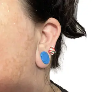 Christmas Tree/Bell Stud Earrings Handmade from Clay and Resin Hypoallergenic Material Perfect for Festive Wear