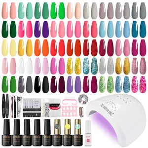 ROSALIND 51PCS Gel Nail Polish Kit with 48W UV LED Lamp Nail Tools 43Colors Classic Collection Gel Nail Polish Set with Base Coat Matt/Glossy/Glitter Top Coat Nail Art Design Nail Supplies Manicure Set