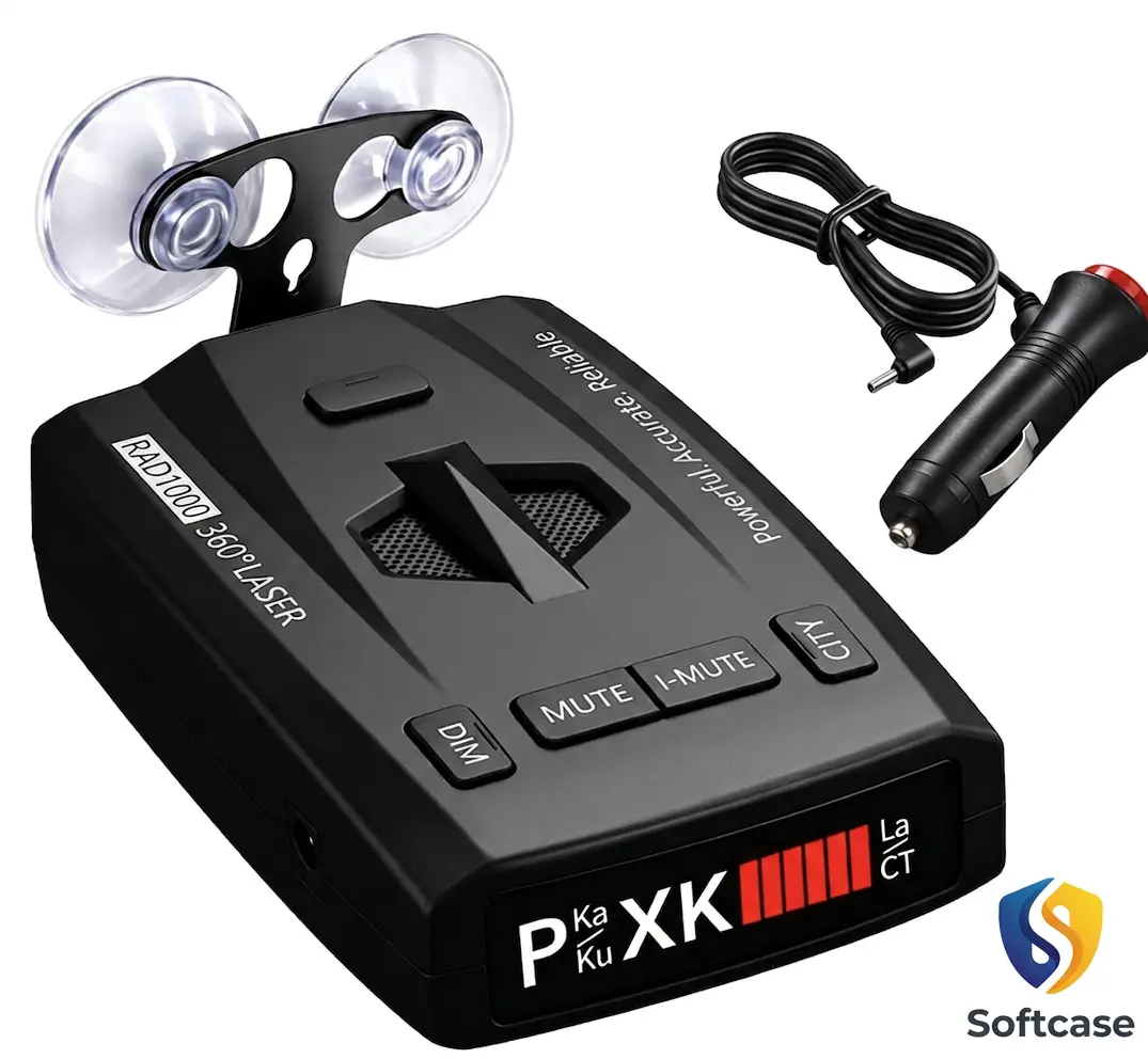 Premium Radar Detector for Cars, Extra Long Range Radar & Laser Detector Up to 1,100 Yards, X/K/Ka/KU/ST/CT Band Detection, DSP False Alert Filtering, Voice Alerts, RDD Stealth Technology, City/Highway Modes, Automobile Tracker, GPS Tracker Trucks Cars