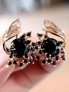 Unique Flower Earrings Leaf Design - Synthetic Crystal Earrings for Women & Girls Holiday Party Engagement, Perfect for Wedding Jewelry, Daily Wear Anniversary Gift