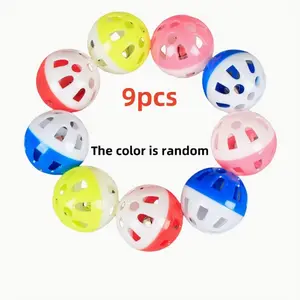 9pcs Cat Toy Balls with Bell Sound, Kitten Kitty Interactive Hollow Plastic Balls, Medium Dog Recommended, No Battery Needed, Halloween and Christmas Gifts