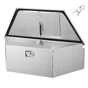 Aluminum Trailer Tongue Box 39 In X 16.5 In X 12 In Heavy Duty Tool Box With Lock And Keys, Weatherproof Utility Chest For Pickup Truck Bed, RV, SUV, And Off-Road Vehicles, Silver Finish, Durable Storage Organizer