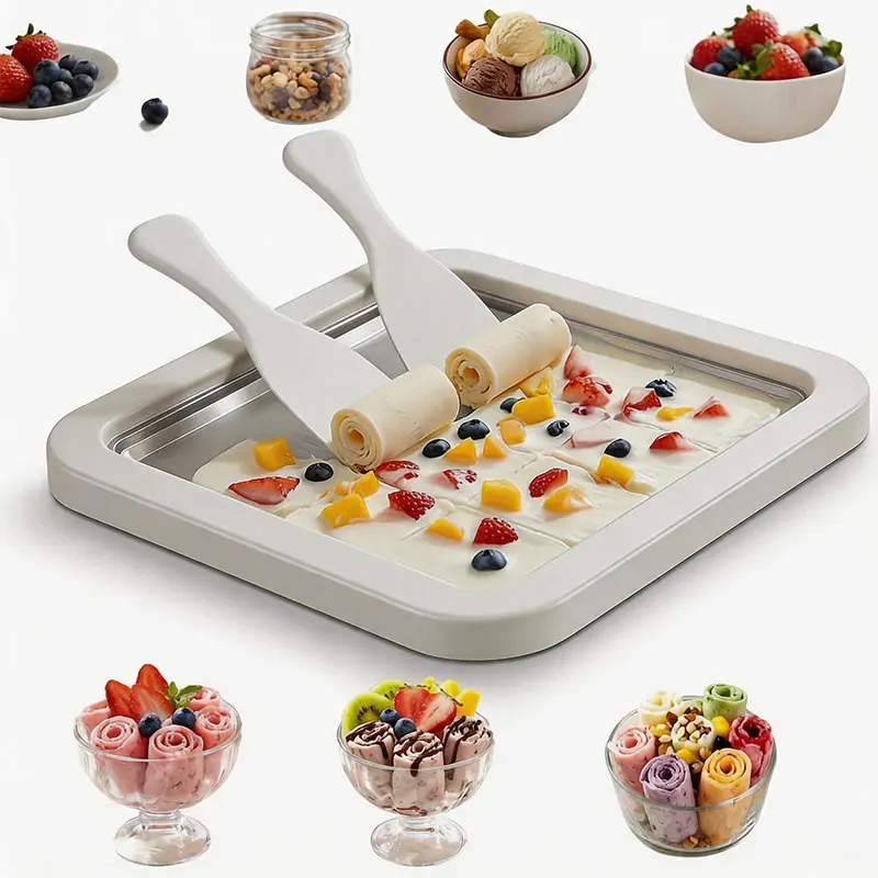 Ice Cream Roll Maker for Kids, Rolled Ice Cream Maker with Scrapers, Easy Bake Ice Cream Maker at Home for Making Rolled Ice Cream Soft Serve Slushies Frozen Yogurt Sorbet and Gelato, 2026 New Upgrade