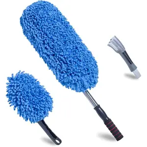 (3 Pack) Microfiber Car Duster Exterior Scratch Free, Extendable Handle Interior Multipurpose dust Cleaning Duster for car