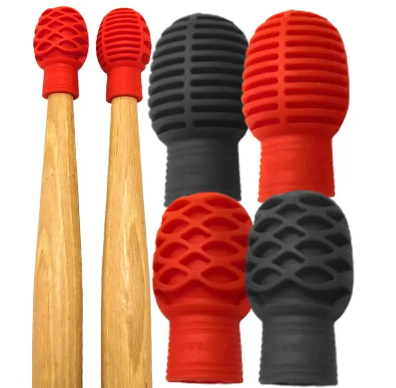 Drumstick Dampeners for Silencing Drumming Practice - Replace Your Drum Practice Pad - Silicone Tips Mute Clacking Sound - 4 Pack - Portable & Lightweight
