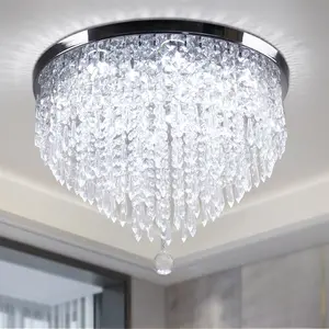 Modern Luxury 197 Inch Gold K9 Crystal Ceiling Light Flush Mount with Remote Control for Home Hotel Living Dining Room Bedroom QH-MC066