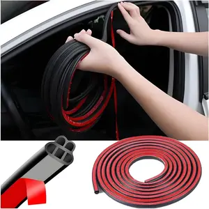 Summervibes 52.5 Ft Car Door Seal Strip Universal Self Adhesive Automotive Weather Stripping, Double Layer 5-Hole Car Door Soundproofing Strip, Rubber Seal Strip for Cars Trucks SUVs RVs Hood Cover Set,summervibes wind