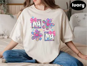 Comfort Colors Floral Mama Shirt, Spring Pregnancy Reveal Gift for New Mom, Trendy Mama T‑Shirt, Mother’s Day Sweatshirt, Flower Mama Top