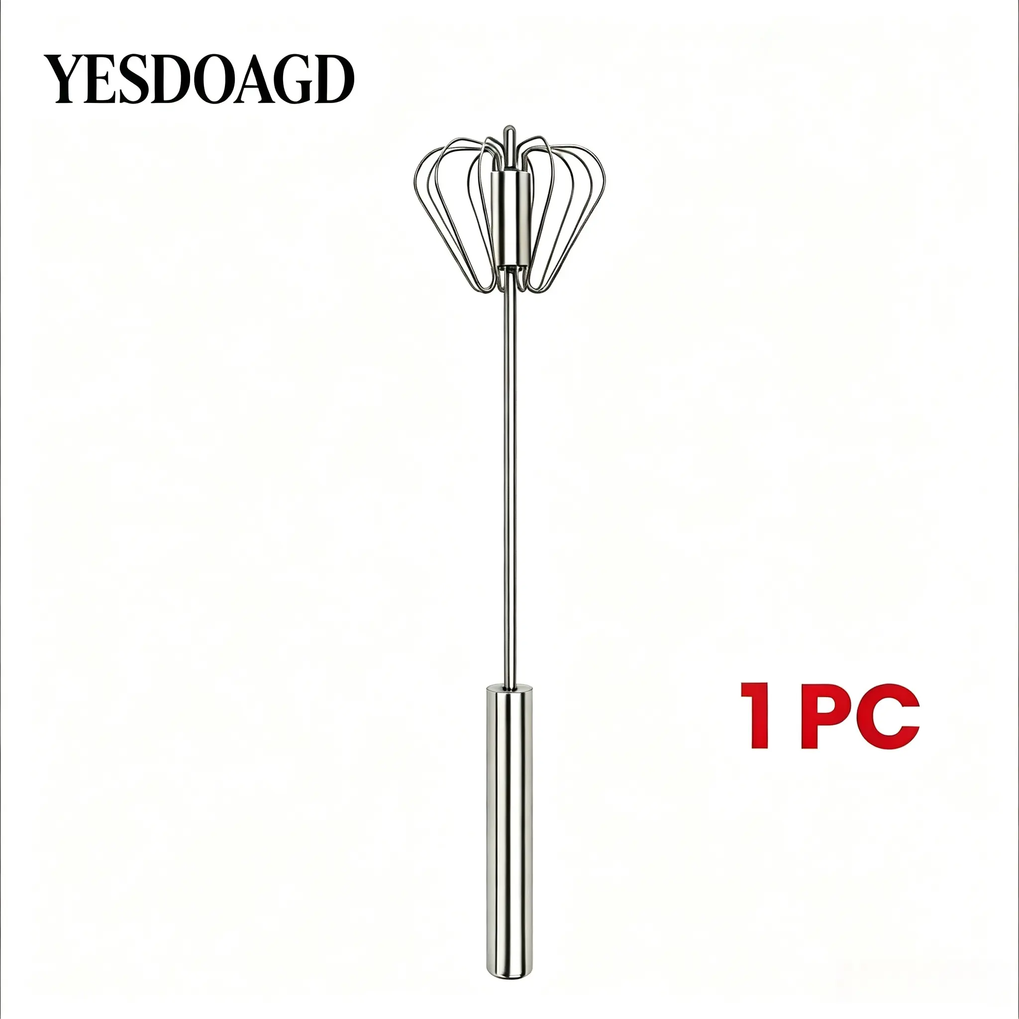 YESDOAGD  Stainless Steel Hand-Push Rotary Whisk Food-Grade Rust-Resistant Sturdy Riveted Construction Semi-Automatic Design Versatile for Cooking Blending Whisking Beating and Stirring Tasks Easy to Clean