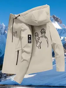 New Couple Windbreaker with Father-Daughter Print, All-Weather Outdoor Hiking Jacket, Unisex Casual Outerwear for Spring & Fall